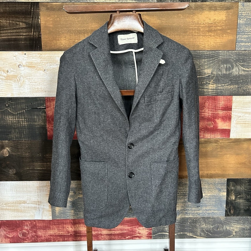 Oliver Spencer Portland Blazer. Size 36. Wool Cotton Grey Sport Coat Twill